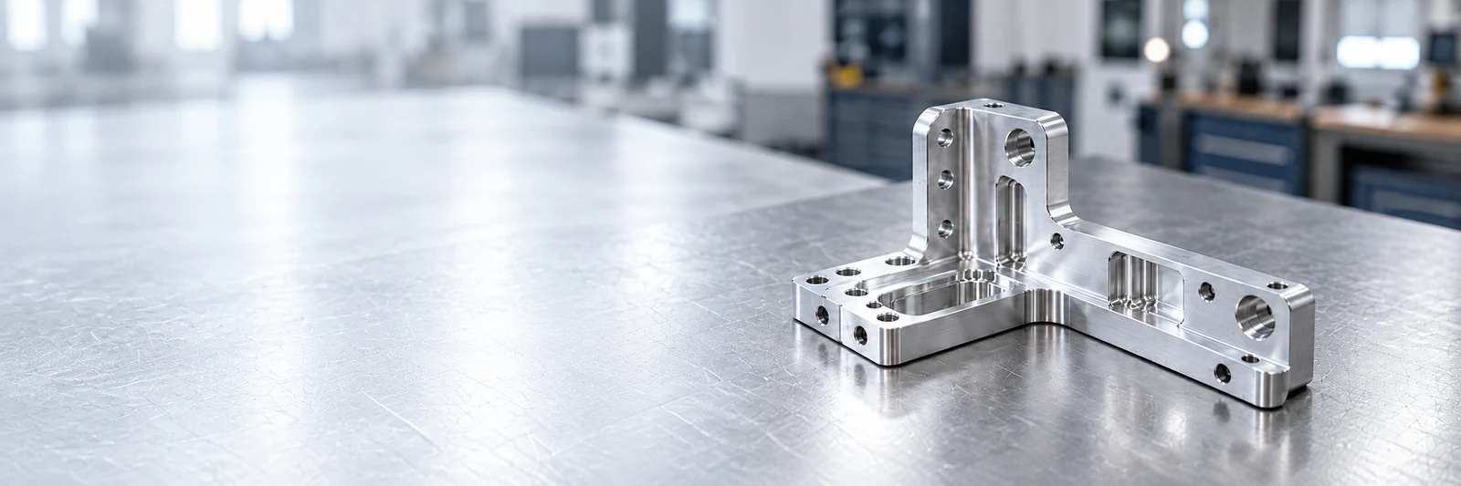Illustrative precision-machined component and manufacturing setting