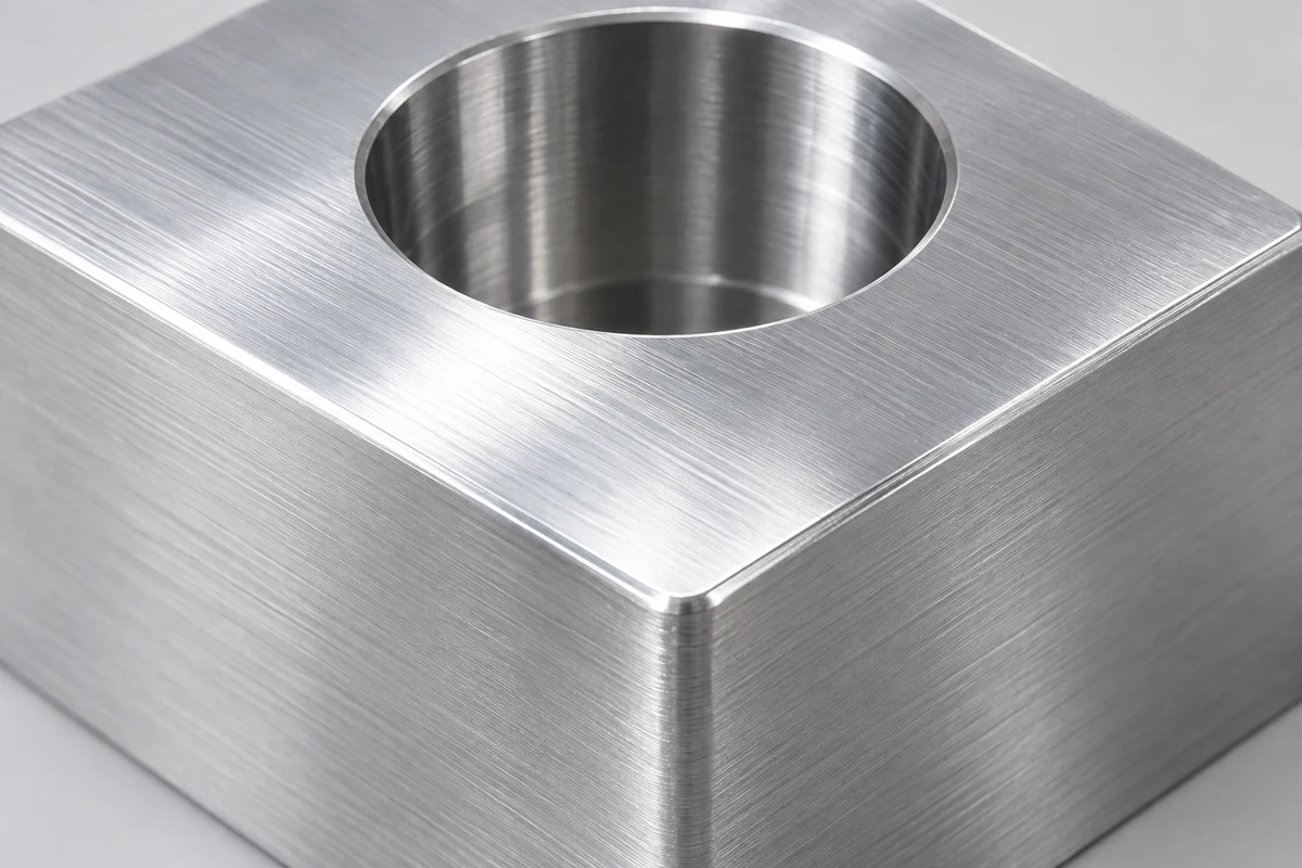 Close-up of a machined aluminum component